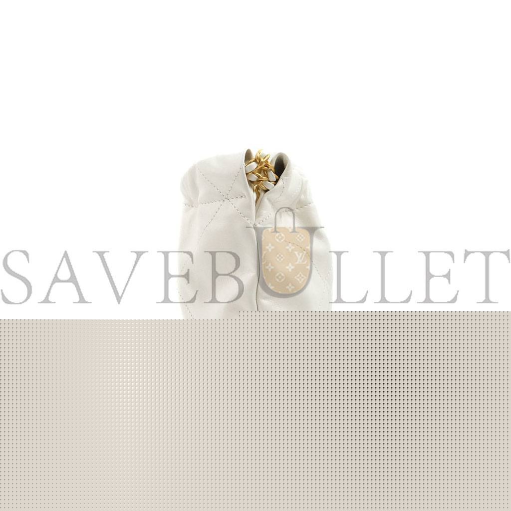 Ch*el master white calfskin quilted mini 22 bag antique gold hardware as3980 (20*19*6cm)